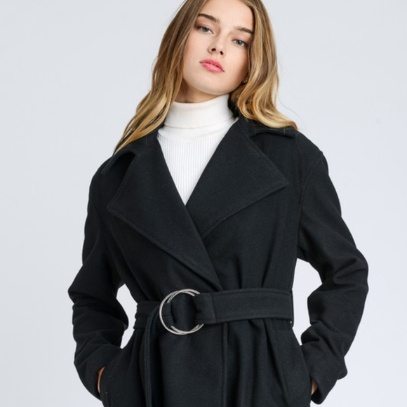 **PRICE FIRM** Belted Long Sleeve French Coat - Picture 2 of 8